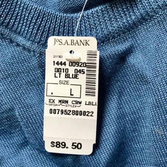 Jos A. Bank executive collection blue crewneck knit sweater | Sz L, NWT - Picture 5 of 6